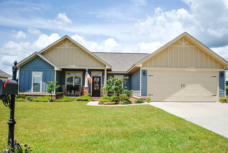 Front Elevation Photo of this Craftsman House (#142-1064) at The Plan Collection.