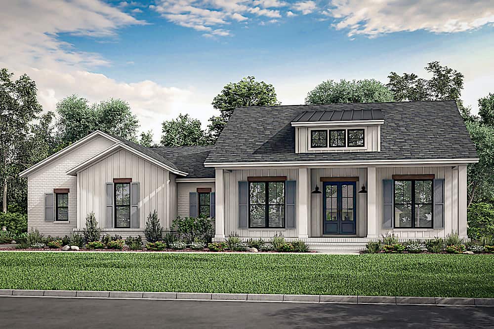 Modern Farmhouse style home (ThePlanCollection: Plan #142-1223)