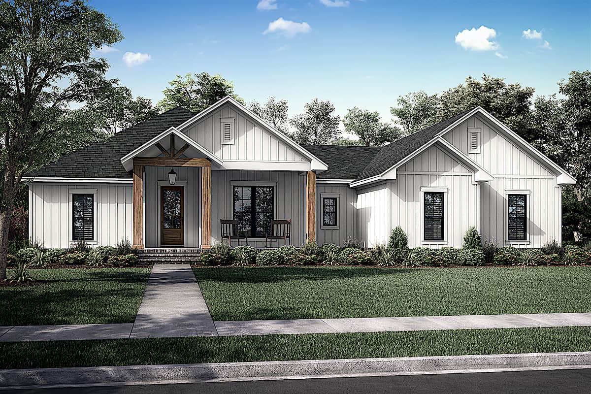 Contemporary Farmhouse (ThePlanCollection: Plan #142-1247)