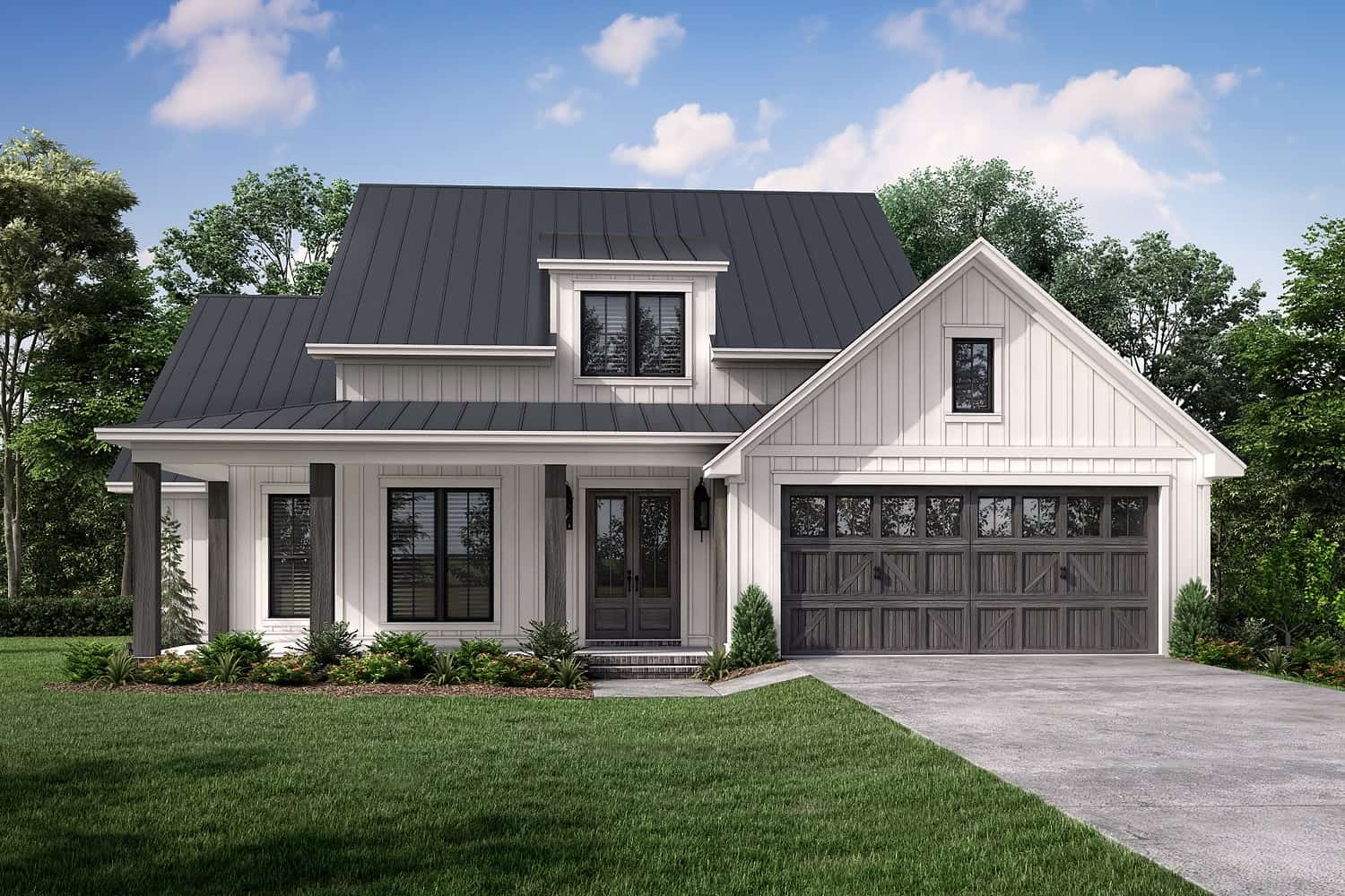 Front elevation of Ranch home (ThePlanCollection: House Plan #142-1273)