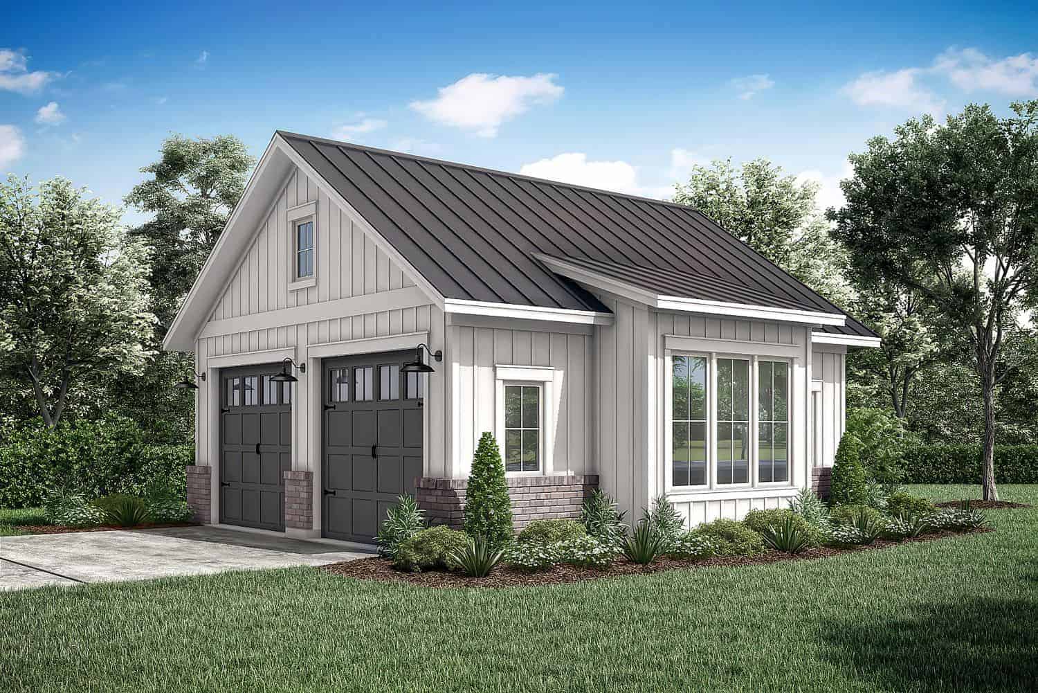 Front elevation of Farmhouse home (ThePlanCollection: House Plan #142-1277)