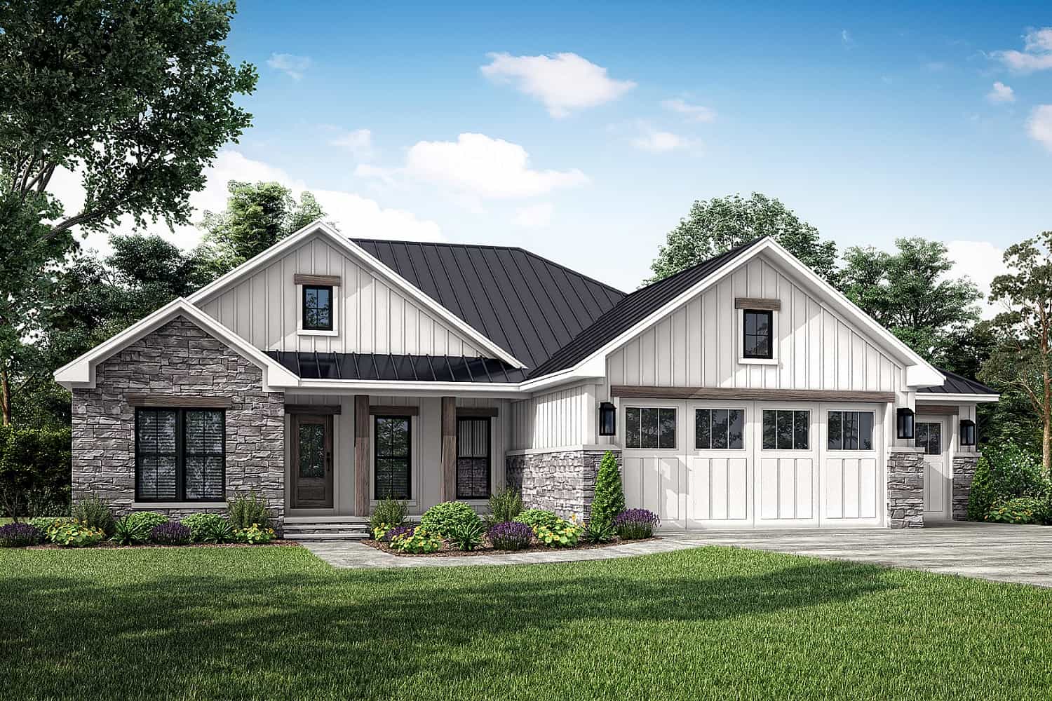 Front elevation of Ranch home (ThePlanCollection: House Plan #142-1433)