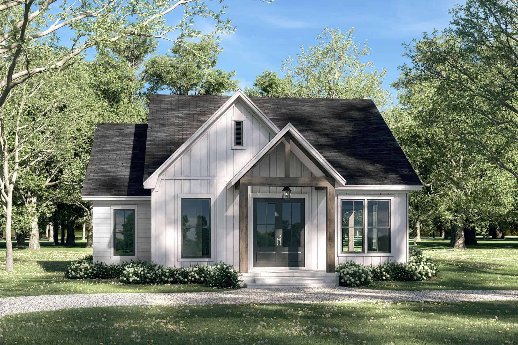 Front elevation of Craftsman home (ThePlanCollection: House Plan #142-1459)