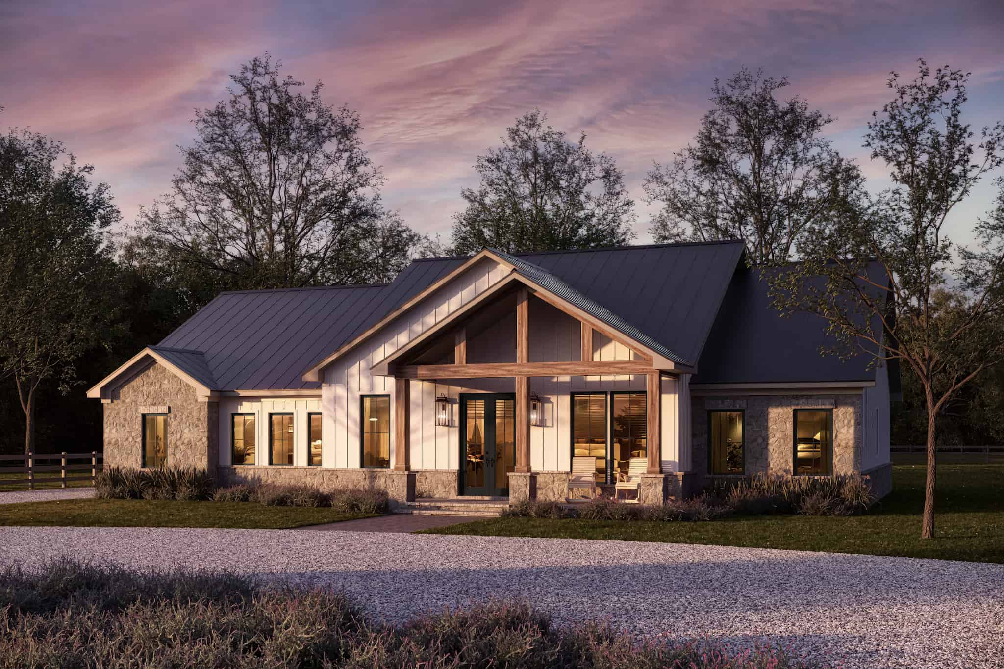 Front elevation of Farmhouse home (ThePlanCollection: House Plan #142-1483)