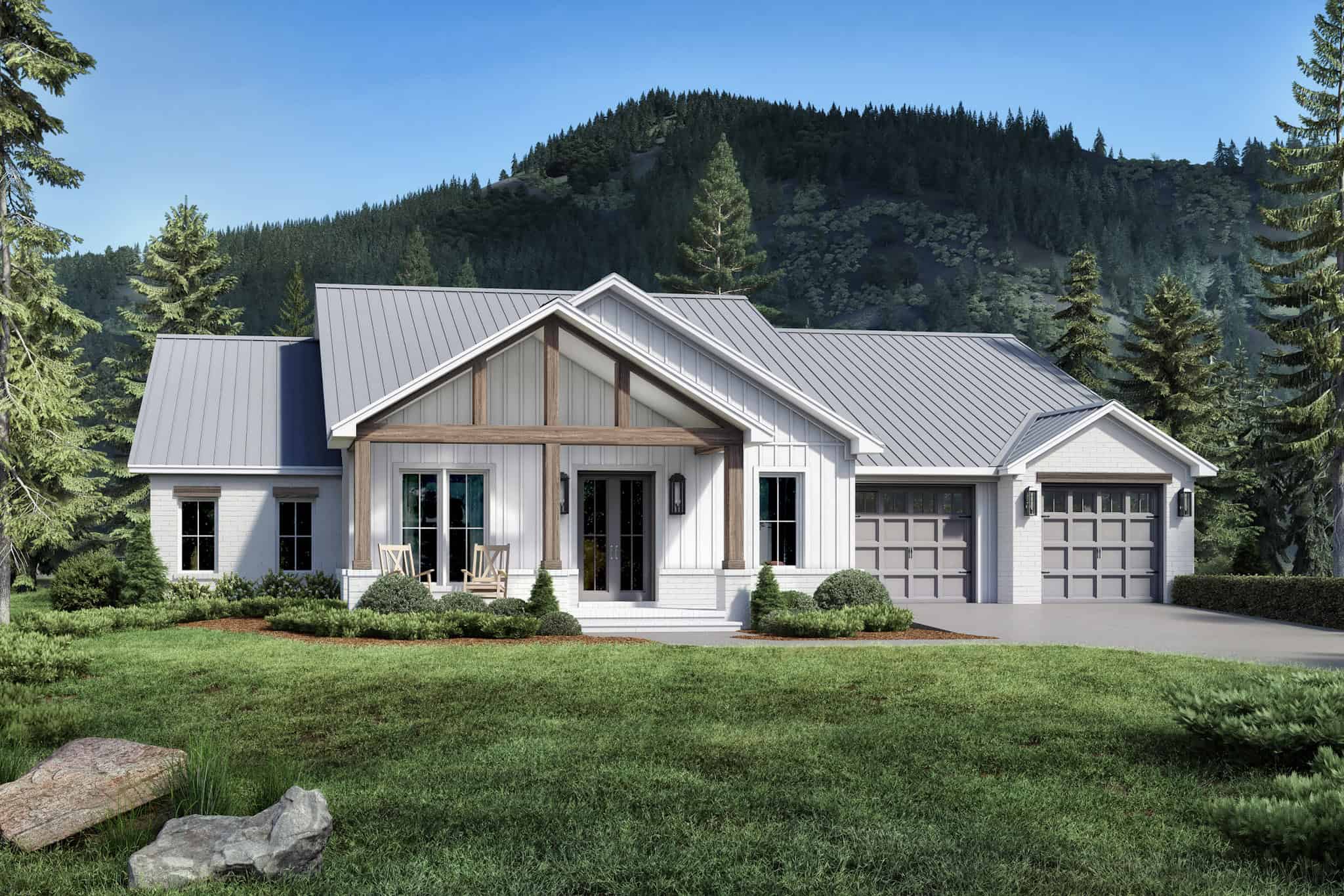 Front elevation of Farmhouse home (ThePlanCollection: House Plan #142-1510)