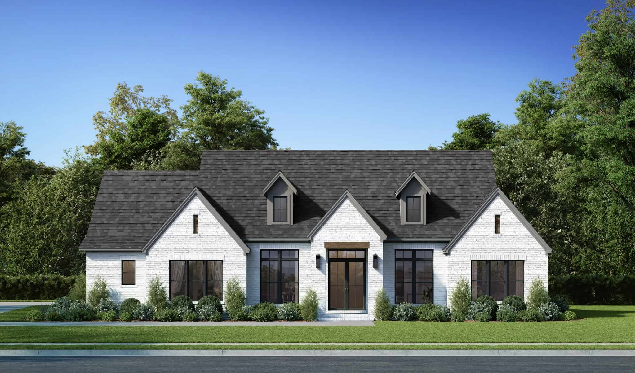 Front elevation of Transitional home (ThePlanCollection: House Plan #142-1515)