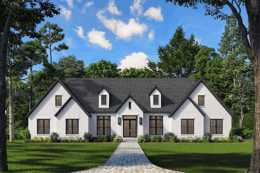 Front elevation of Transitional home (ThePlanCollection: House Plan #142-1524)