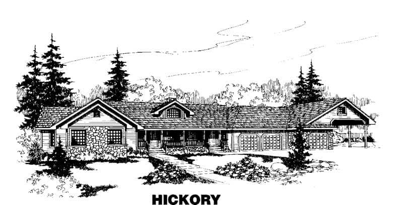 Front view of Ranch home (ThePlanCollection: House Plan #145-1063)