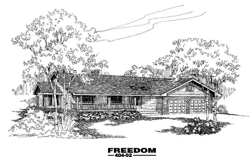 Front view of Ranch home (ThePlanCollection: House Plan #145-1078)