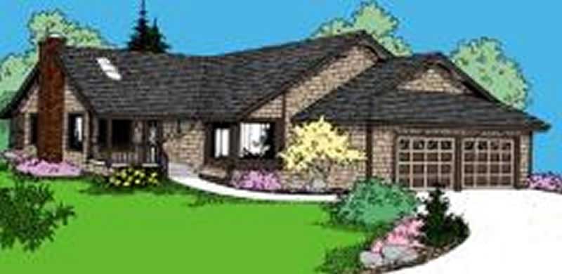 Front view of Country home (ThePlanCollection: House Plan #145-1145)