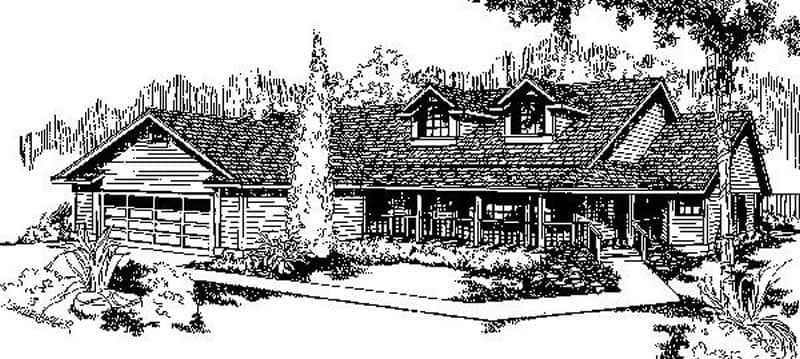 Front view of Country home (ThePlanCollection: House Plan #145-1210)