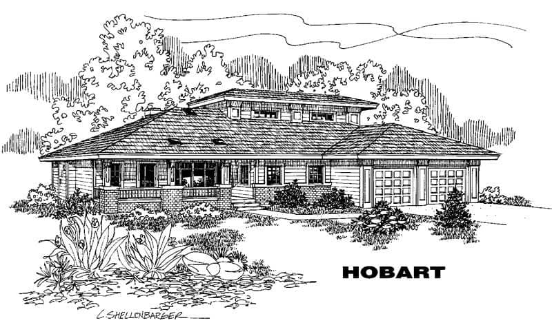 Front view of Ranch home (ThePlanCollection: House Plan #145-1275)