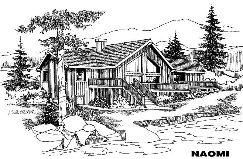 Front view of Vacation Homes home (ThePlanCollection: House Plan #145-1306)