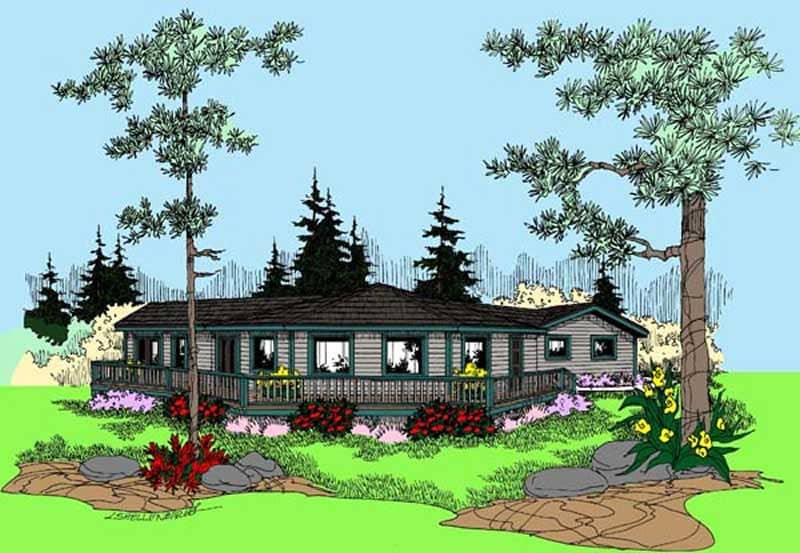 Front view of Contemporary home (ThePlanCollection: House Plan #145-1434)