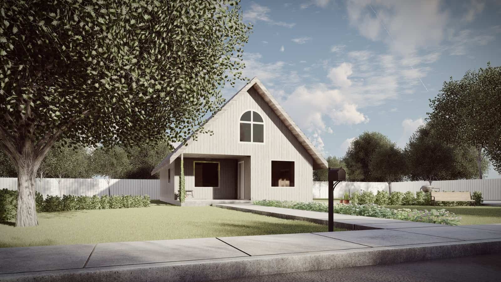 Front view of Log Cabin home (ThePlanCollection: House Plan #145-1442)