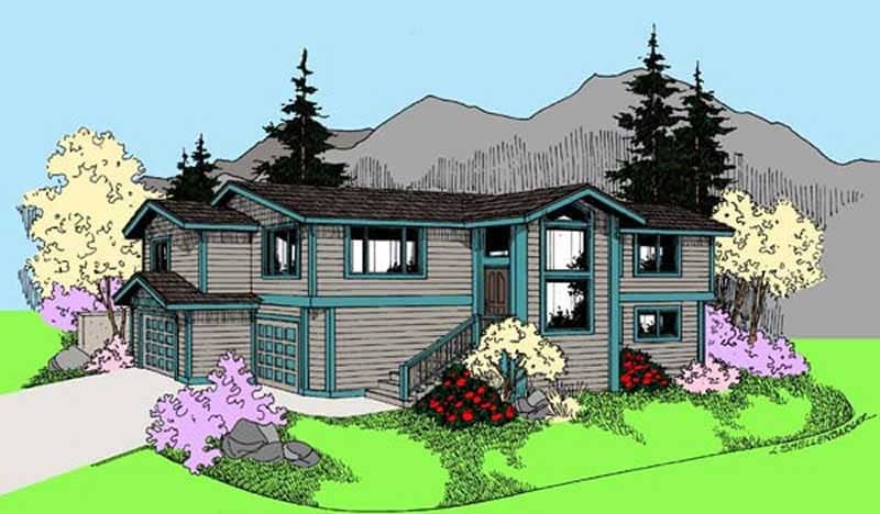 Front view of Contemporary home (ThePlanCollection: House Plan #145-1592)