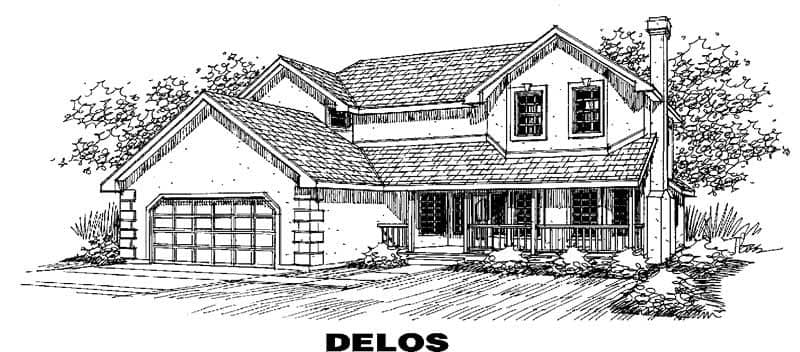 Front view of Ranch home (ThePlanCollection: House Plan #145-1638)