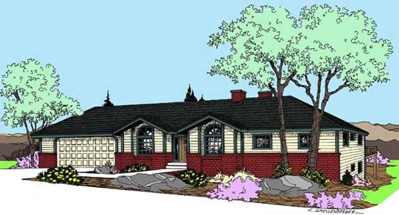 Front view of Contemporary home (ThePlanCollection: House Plan #145-1695)