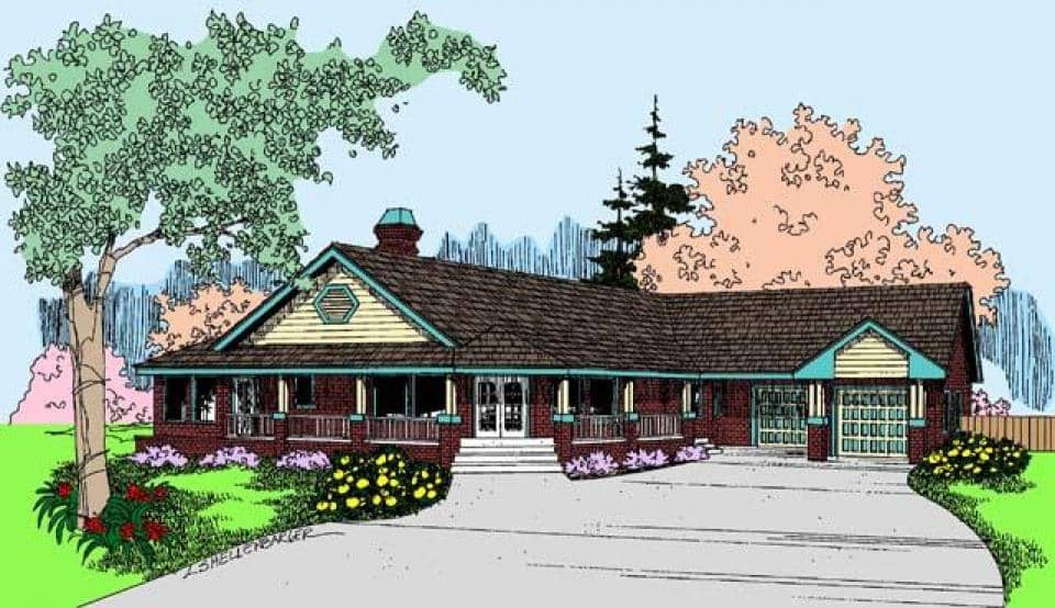 Front view of Contemporary home (ThePlanCollection: House Plan #145-1948)