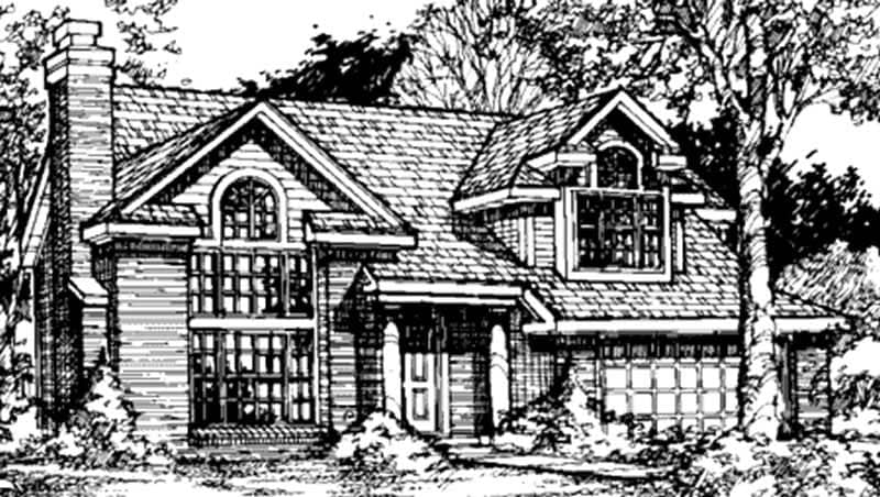 Front view of Country home (ThePlanCollection: House Plan #146-1132)