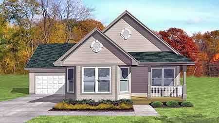 Front view of Country home (ThePlanCollection: House Plan #146-1170)