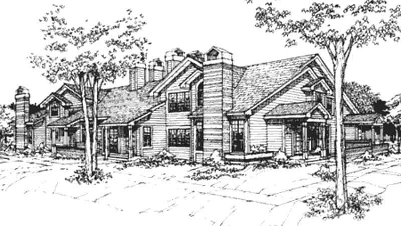 Front view of Duplex/Multi-Unit home (ThePlanCollection: House Plan #146-1216)