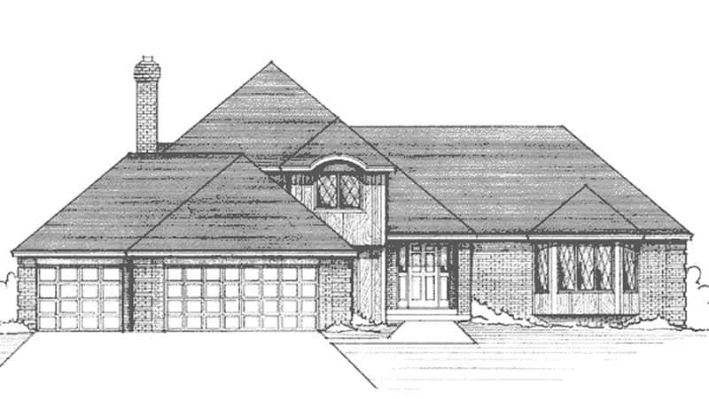 Front view of European home (ThePlanCollection: House Plan #146-1255)