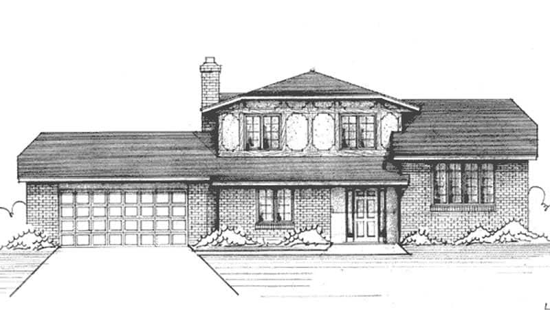 Front view of Multi-Level home (ThePlanCollection: House Plan #146-1261)