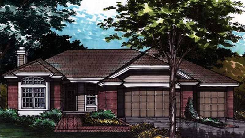 Front view of Country home (ThePlanCollection: House Plan #146-1336)