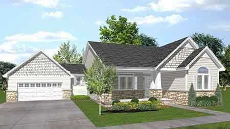 Front view of Craftsman home (ThePlanCollection: House Plan #146-1522)