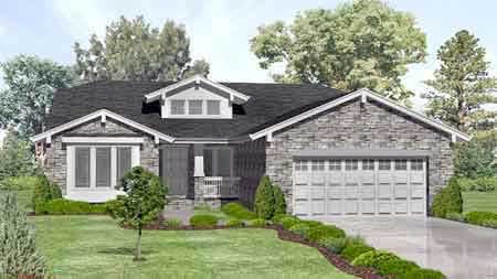 Front view of Craftsman home (ThePlanCollection: House Plan #146-1529)