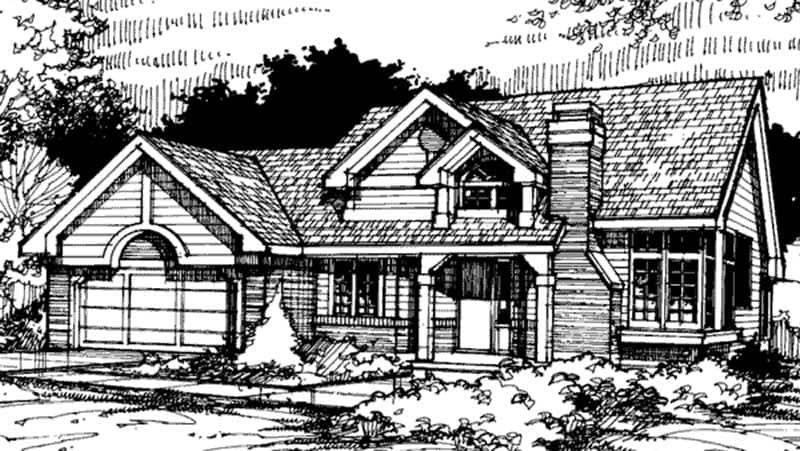 Front view of Country home (ThePlanCollection: House Plan #146-1548)