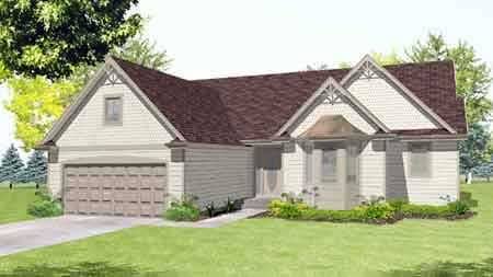 Front view of Ranch home (ThePlanCollection: House Plan #146-1551)