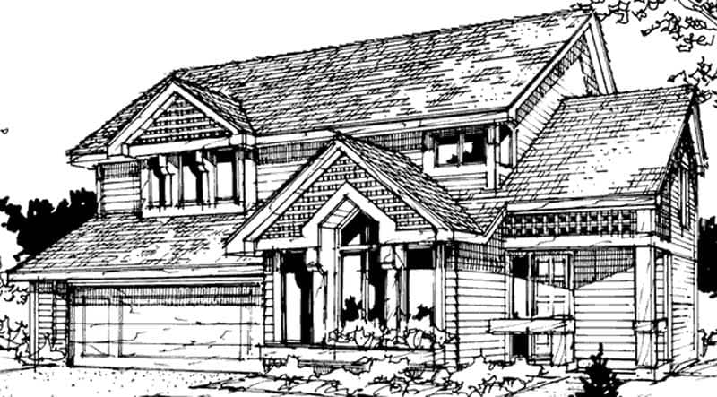 Front view of Country home (ThePlanCollection: House Plan #146-1740)