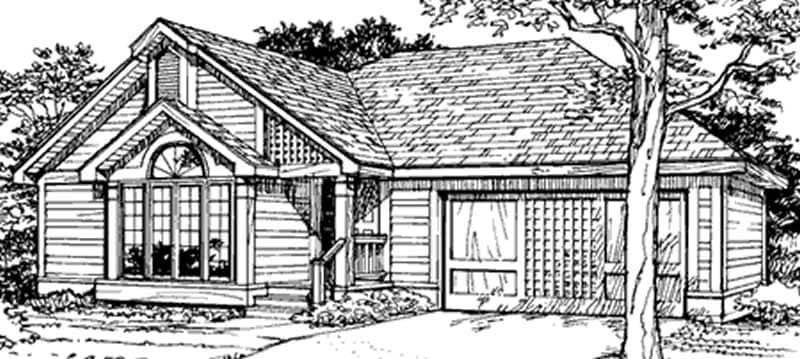 Front view of Country home (ThePlanCollection: House Plan #146-1839)