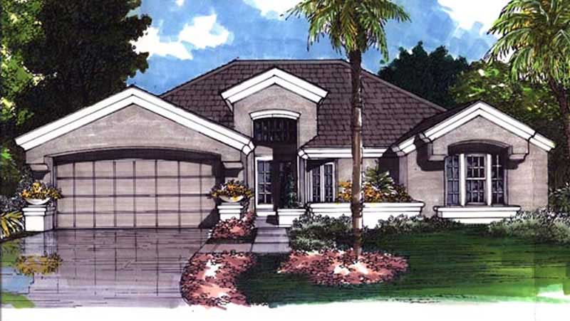 Front view of European home (ThePlanCollection: House Plan #146-1863)