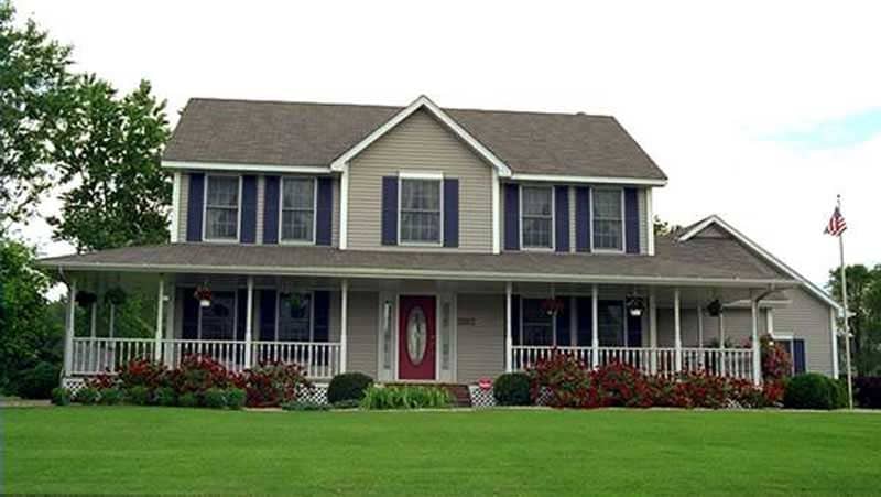 Front view of Country home (ThePlanCollection: House Plan #146-1895)