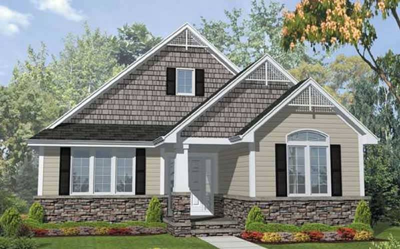 Front view of Bungalow home (ThePlanCollection: House Plan #146-1899)