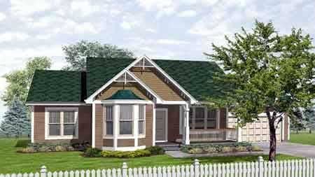 Front view of Country home (ThePlanCollection: House Plan #146-1905)