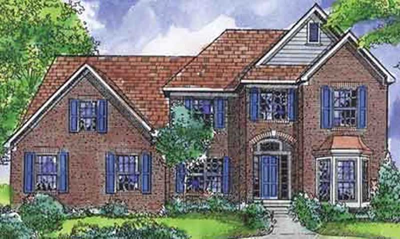 Front view of European home (ThePlanCollection: House Plan #146-1915)