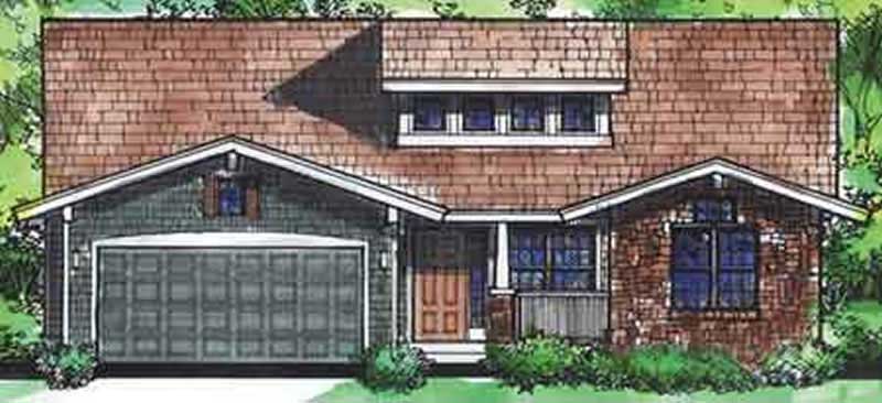 Front view of Bungalow home (ThePlanCollection: House Plan #146-1966)