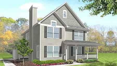 Front view of Craftsman home (ThePlanCollection: House Plan #146-2017)