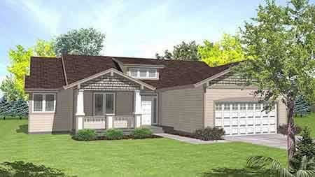 Front view of Bungalow home (ThePlanCollection: House Plan #146-2037)