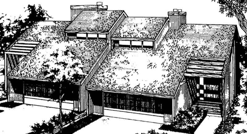 Front view of Duplex/Multi-Unit home (ThePlanCollection: House Plan #146-2040)