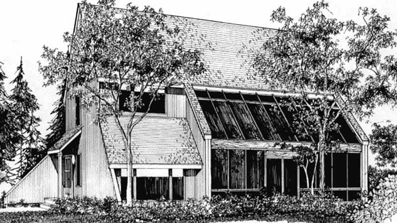 Front view of Passive Solar home (ThePlanCollection: House Plan #146-2046)