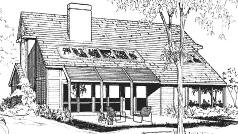 Front view of Modern home (ThePlanCollection: House Plan #146-2057)
