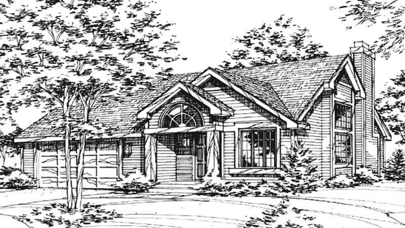 Front view of Country home (ThePlanCollection: House Plan #146-2076)