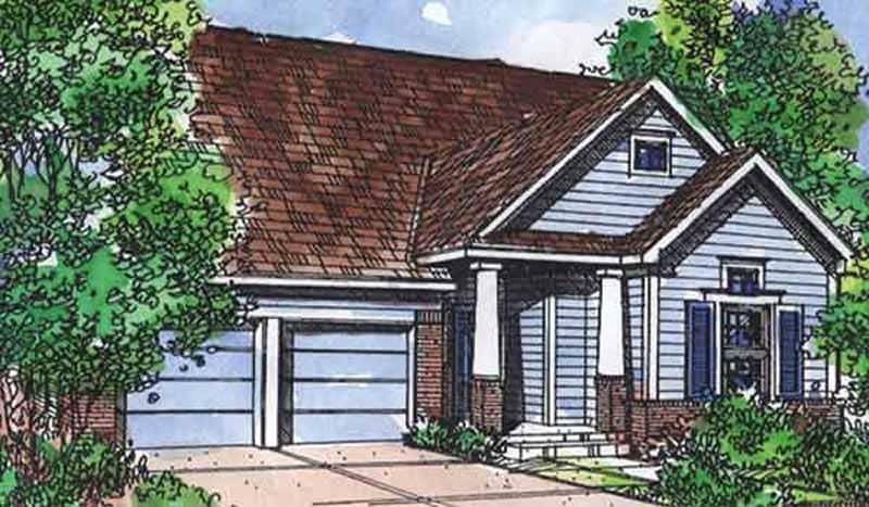 Front view of Bungalow home (ThePlanCollection: House Plan #146-2113)