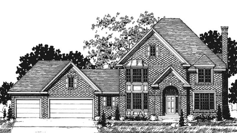 Front view of European home (ThePlanCollection: House Plan #146-2160)