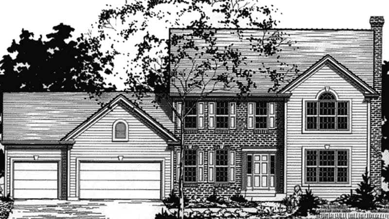 Front view of Colonial home (ThePlanCollection: House Plan #146-2190)
